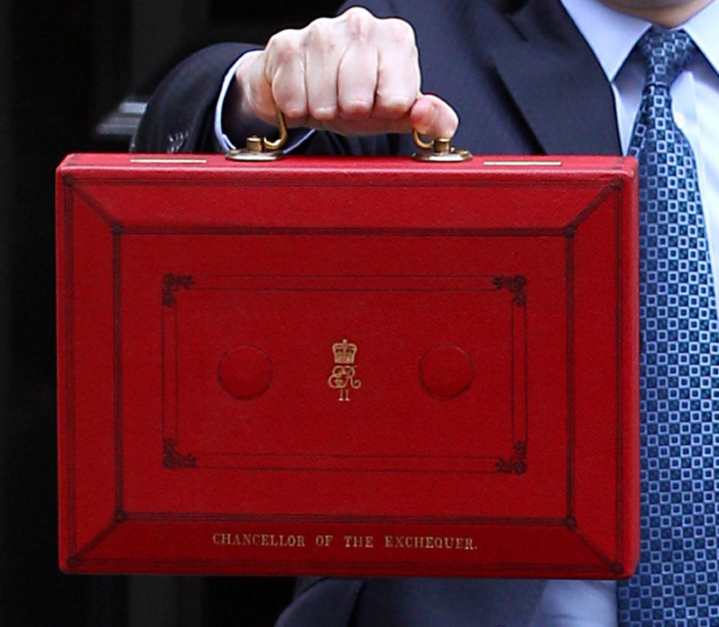 Chancellor of the Exchequer red suitcase
