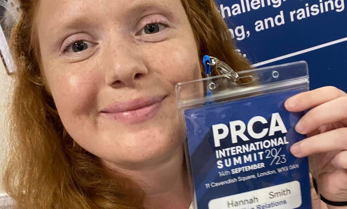 Photograph of PR Account Manager, Hannah Smith, at the PRCA International Summit