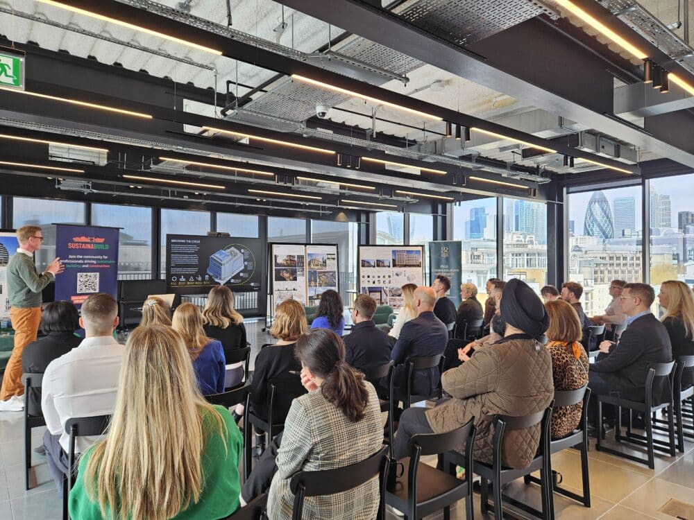 Guests hear from speakers at the London Sustainabuild event